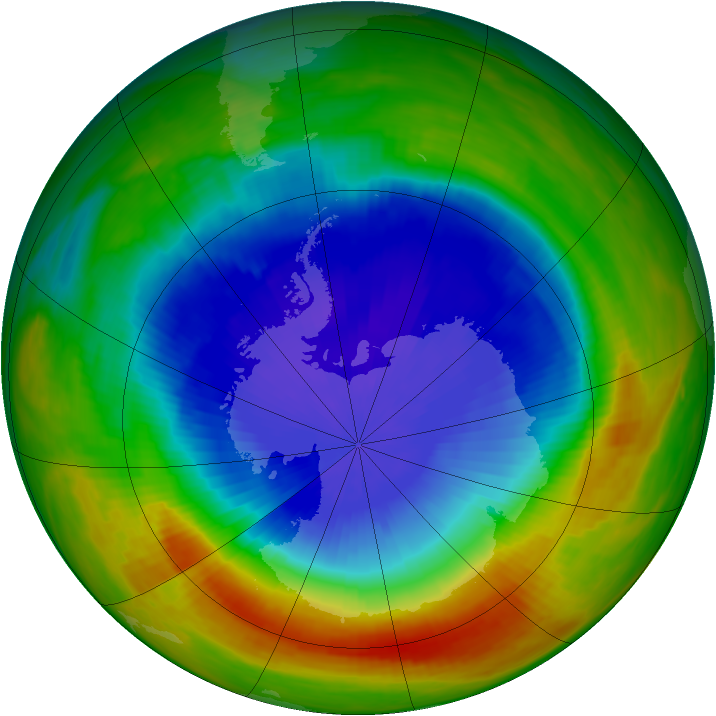 Antarctic ozone map for 23 October 1989